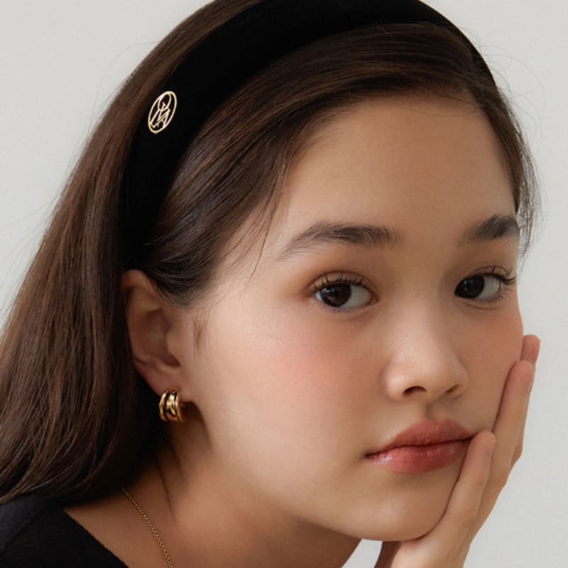 OVLA стеганая классическая бархатная повязка для волос_бархат черный HB014