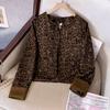 Leopard Print Short Jacket Women's Spring and Autumn Coat Leopard Print  Spliced Outerwear
