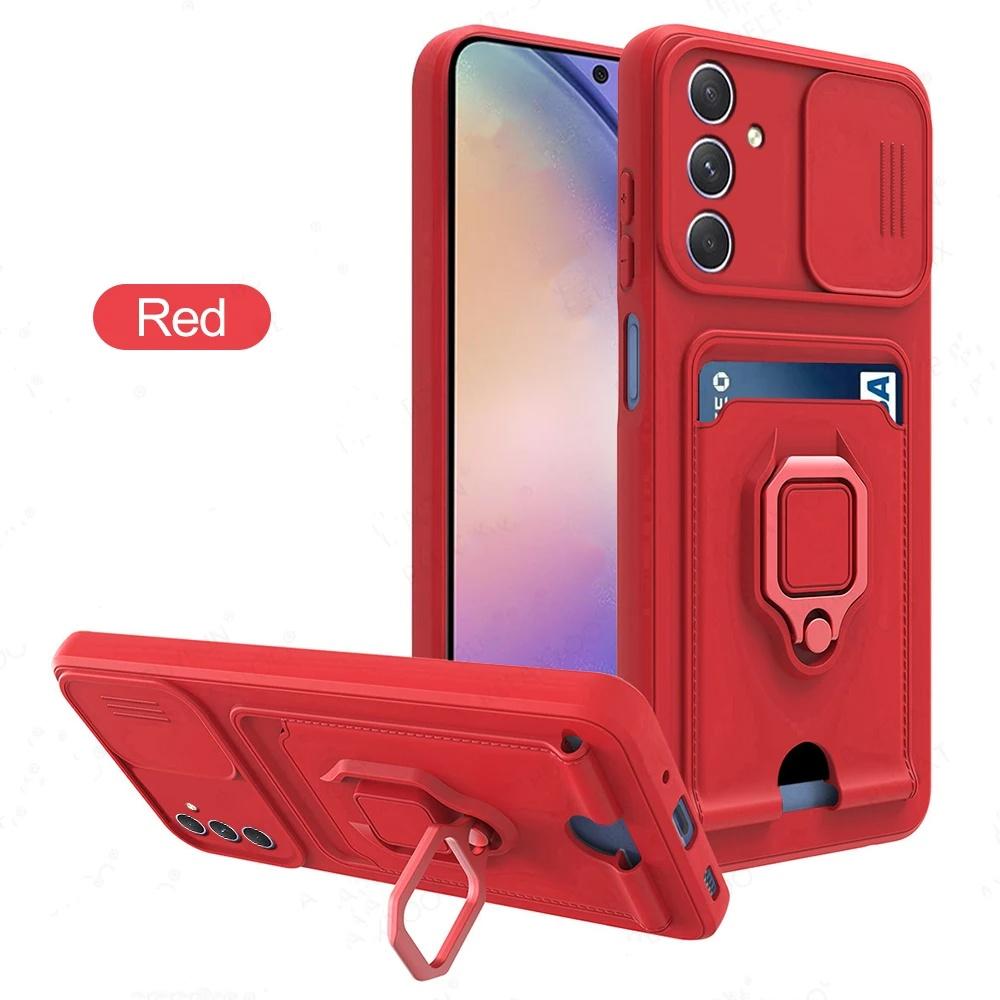 Роскошный чехол с окном для камеры и магнитным слотом для карт памяти для Samsung Galaxy A55 A35 A15 A25 A54 A34 A14 A53 A52 S24 S23 Ultra