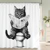 Минималистичный стиль Занавеска для душа для кошек и собак Интересная и креативная с принтом животных Украшение для ванны Занавеска для ванной с крючками