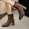 Pointed Toe Chunky Winter Women Ankle Boots Suede Designer Sexy High Heels Shoes Trend New Brand Pumps Goth Botas De Mujer