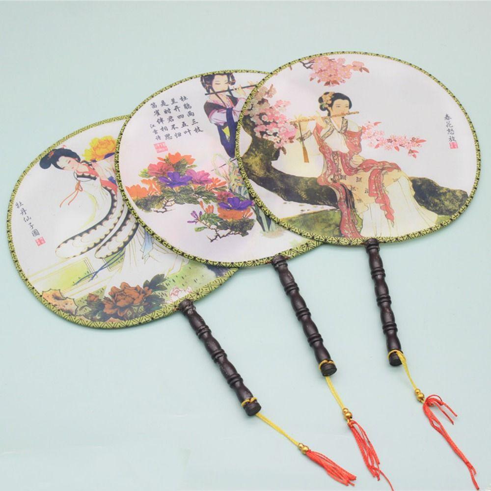Цвет Случайный Антикварный Танцевальный Веер Дизайн с Кисточкой Реквизит Веер Классический Круглый Веер Аксессуары для Ханьфу