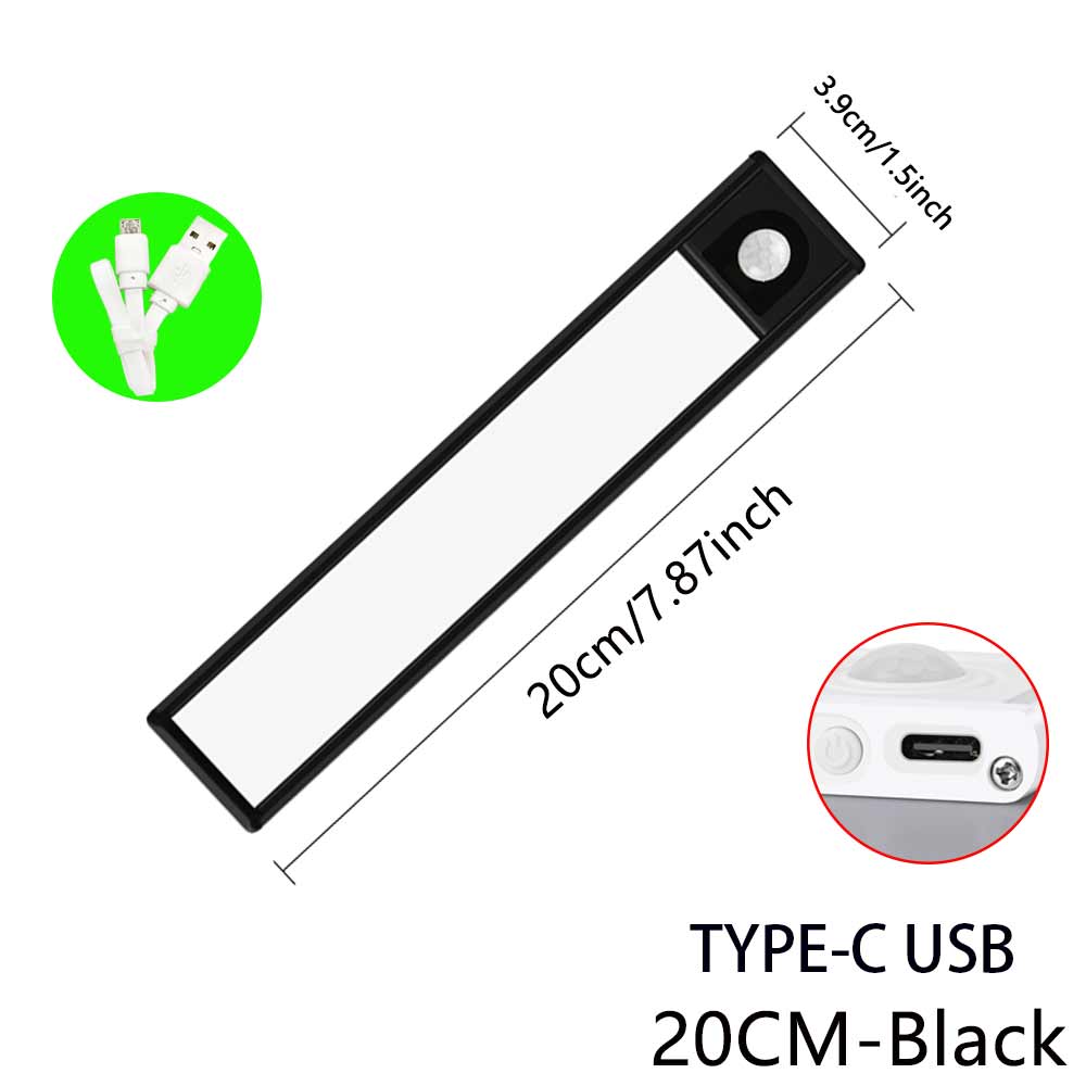 Night Light TYPE-C USB Lights Motion Sensor LED Three colors in one Lamp For Kitchen Cabinet Bedroom Wardrobe Indoor Lighting