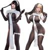 Sister Cosplay Sexy Nun Full Body Tights Cross Costume Lingerie Maid Saint Pastor Missionary Church Choir Cute Halloween One Size Black Ladies All
