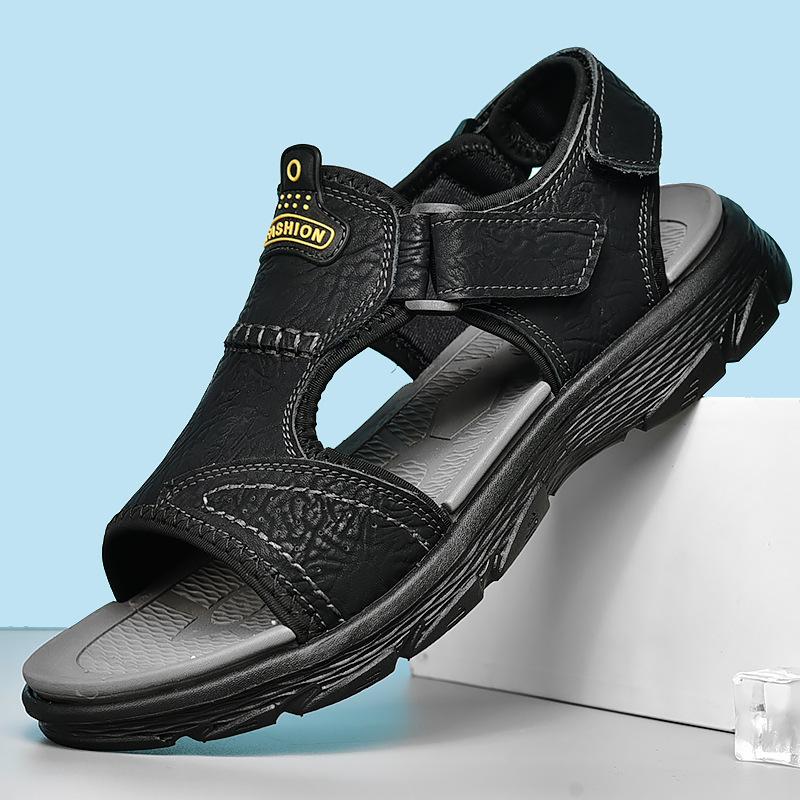 Large Size Sandals Men's Shoes Summer New Men's Outdoor Leisure Hollow Wear-resistant Soft Sole Breathable Beach Shoes Men