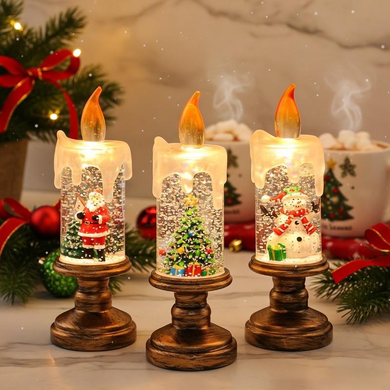Christmas tree night light candle Christmas decoration snow cartoon crystal ball light creative ornament