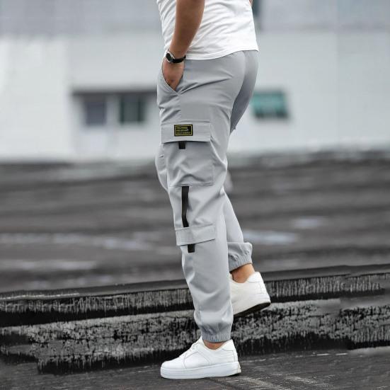 Мужские брюки-карго с несколькими карманами в уличном стиле с резинкой на щиколотке и эластичным поясом на шнурке