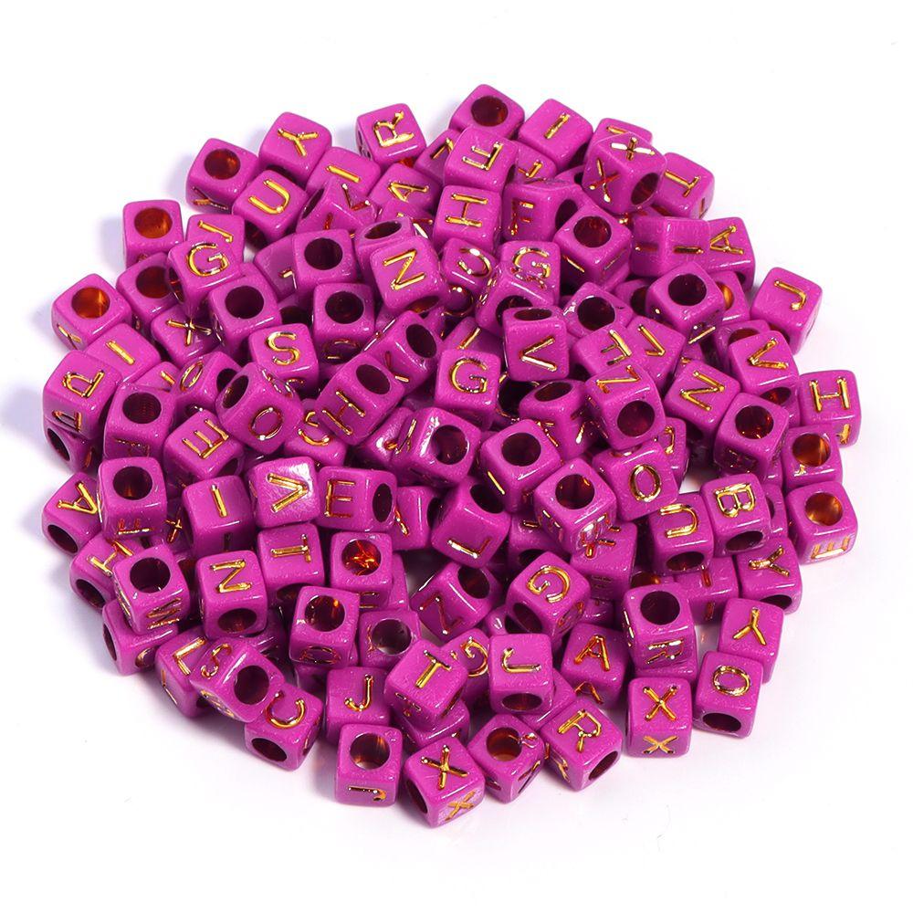 100pcs/Lot 6mm Mix Color Square Alphabet Letter Beads DIY Bracelets Necklace Big Hole Acrylic Beads for Jewelry Making Supplies