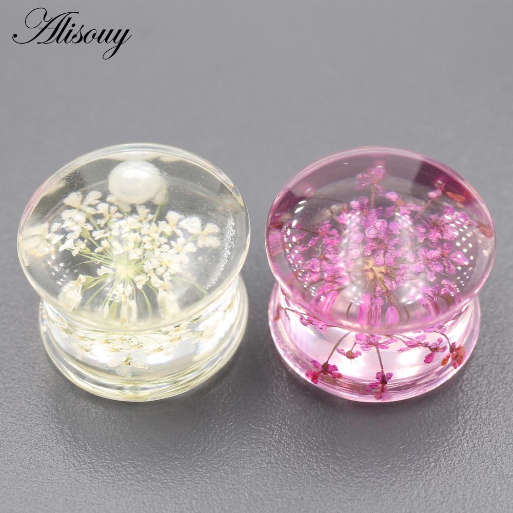 Alisouy 2 шт. прозрачный акриловый цветок лист одуванчик снежинка ушные манометры туннельная пробка носилки расширитель пирсинг украшения для тела