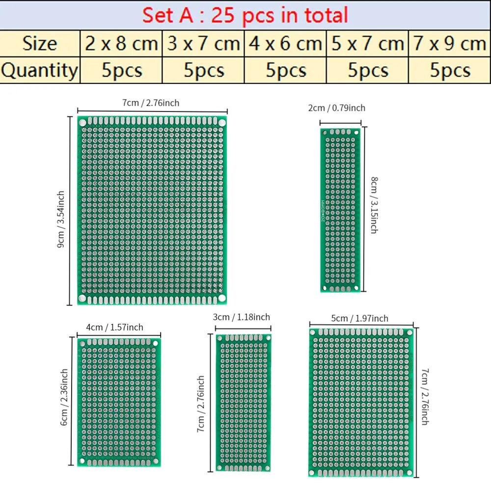 4-40 шт., универсальный макет печатной платы, двухсторонний макет 2x8, 3x7, 4x6, 5x7, 7x9 см, макетная плата, DIY электронный комплект