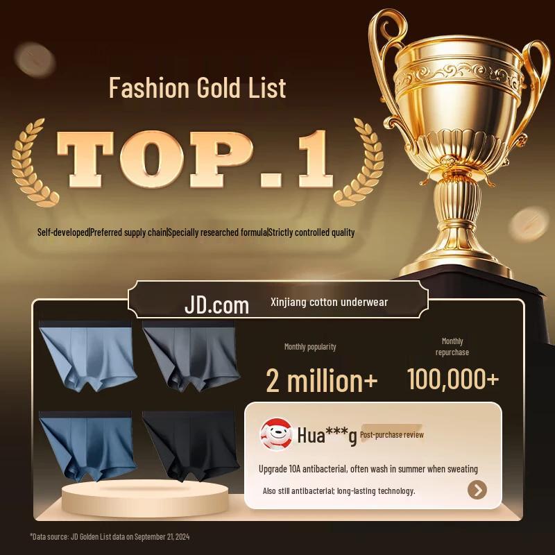 JD Sourcing Мужские боксеры-брифы из антибактериального хлопка 10A, 4 шт.