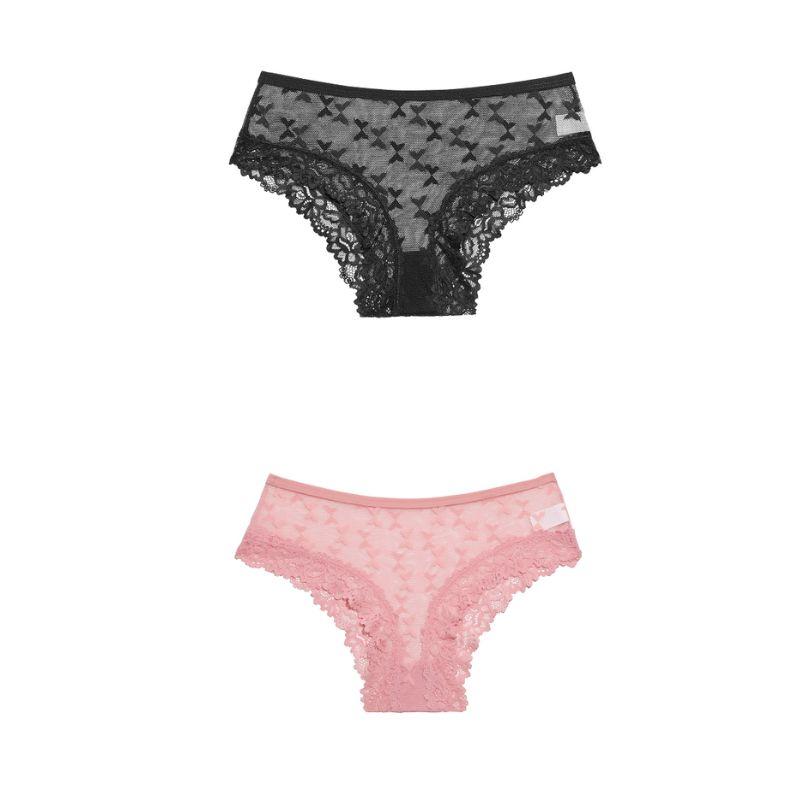 FINETOO 2 шт./компл. женские кружевные трусики мягкое белье дышащее белье хлопок удобное перспективное нижнее белье