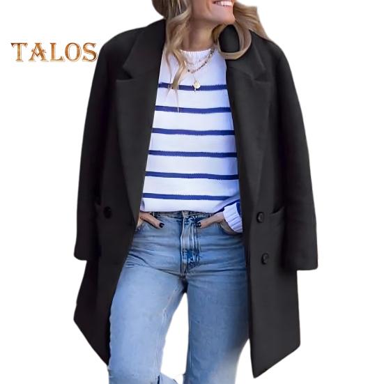 Женское зимнее пальто, двубортное, с отложным воротником, длинными рукавами, на пуговицах, кардиган, большие размеры, шерстяное пальто средней длины для активного отдыха