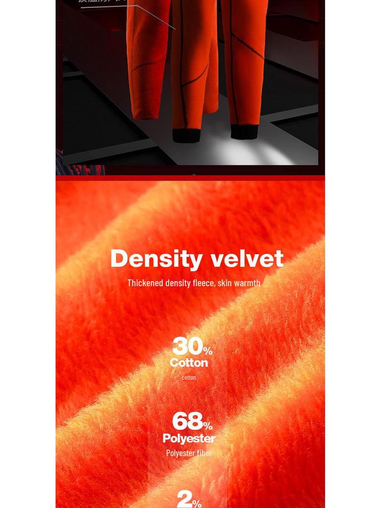 Мужской комплект термобелья из хлопка - круглый вырез, плюшевая подкладка, удобный зимний базовый слой сверху и снизу.