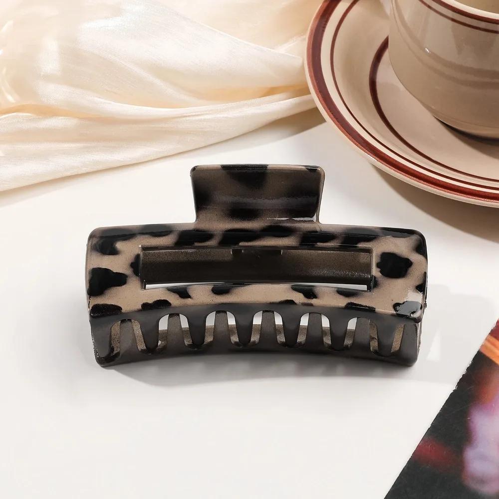 Большой Маленький Зажим-краб для волос с леопардовым принтом для женщин, для густых волос, элегантный бантик, перекрестный, геометрический, зажим-заколка, аксессуары