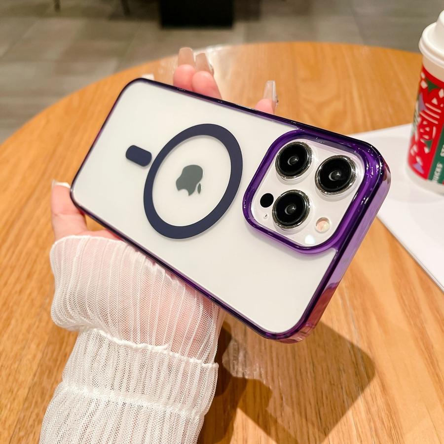 Матовый магнитный чехол для телефона с беспроводной зарядкой для iPhone 16 Pro Max 16 Plus 16 iPhone 15 14 13 12 11 XR с полупрозрачной цветной рамкой, противоударный чехол