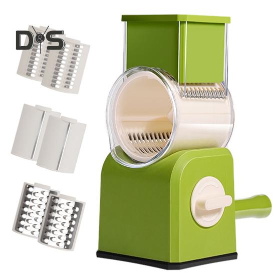 Измельчитель овощей без усилий, прочная присоска, 3 комплекта лезвий, удобный ручной роторный овощерезка, кухонные принадлежности