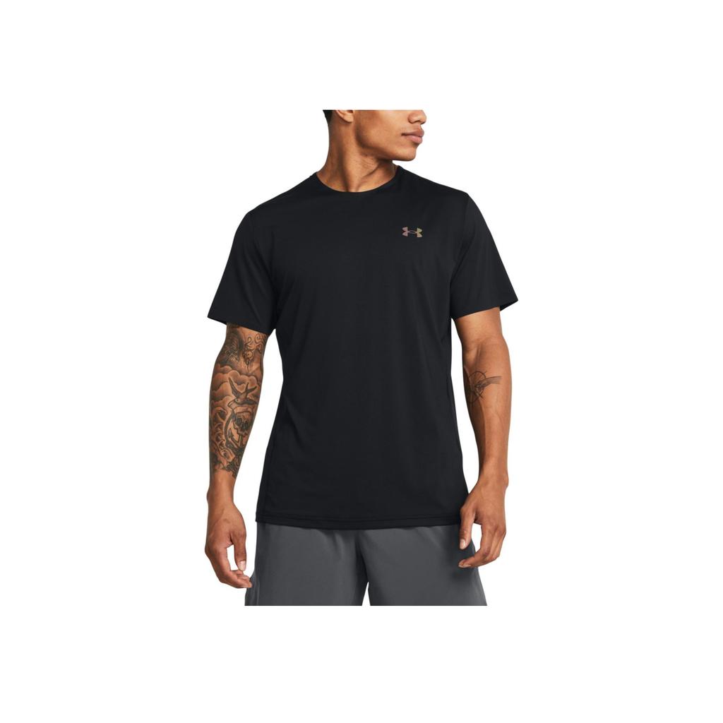 Under Armour Solid Color Casual Training Breathable Crew Neck Short Sleeve T-Shirt Men Tops Black 1383668-001