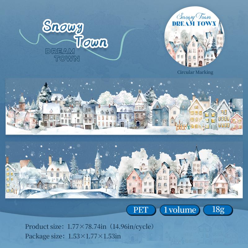 45mm*2m PET Tapes Dream Town House DIY Scrapbooking Decor Photo Album Collage Junk Journal Materials Aesthetics Stickers