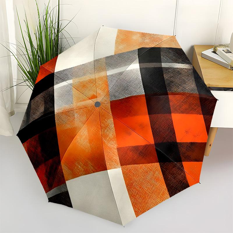 1pc Orange Black White Folding Umbrella | Elegant Design, Fashionable Accessory, Durable Construction, Sturdy Ribs yy251107064