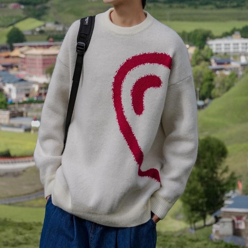 Новый зимний свитер мужской свободный оверсайз студенческий корейский стиль трендовый нишевый жакет топ