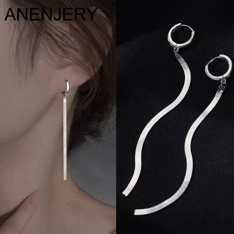 ANENJERY Длинные серьги-капли из змеиной кости с кисточками для женщин, простые ювелирные аксессуары с пряжкой для ушей