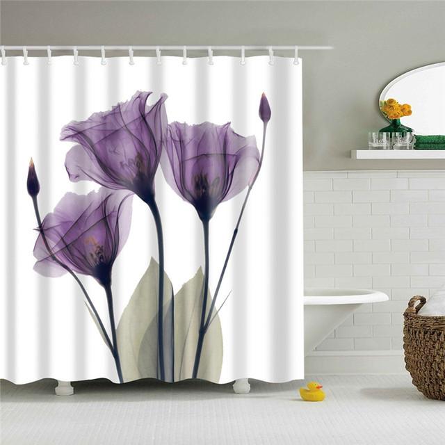 Chinese Style Flower Branch Landscape Shower Curtain 3D Printing Sunflower Bathroom Accessories Sets Waterproof Polyester Screen