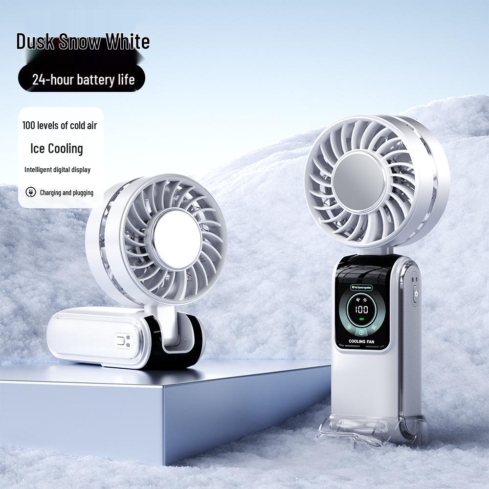 2026 Mini Handheld Fan: Portable, Folding, Neck-Worn with Digital Display & Semiconductor Cooling.