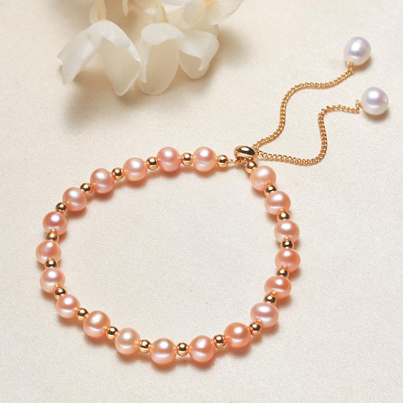 Small Jewelry Stall Bracelet Cross-Border 5Mm Near Round Pull-Up Pearl Bracelet