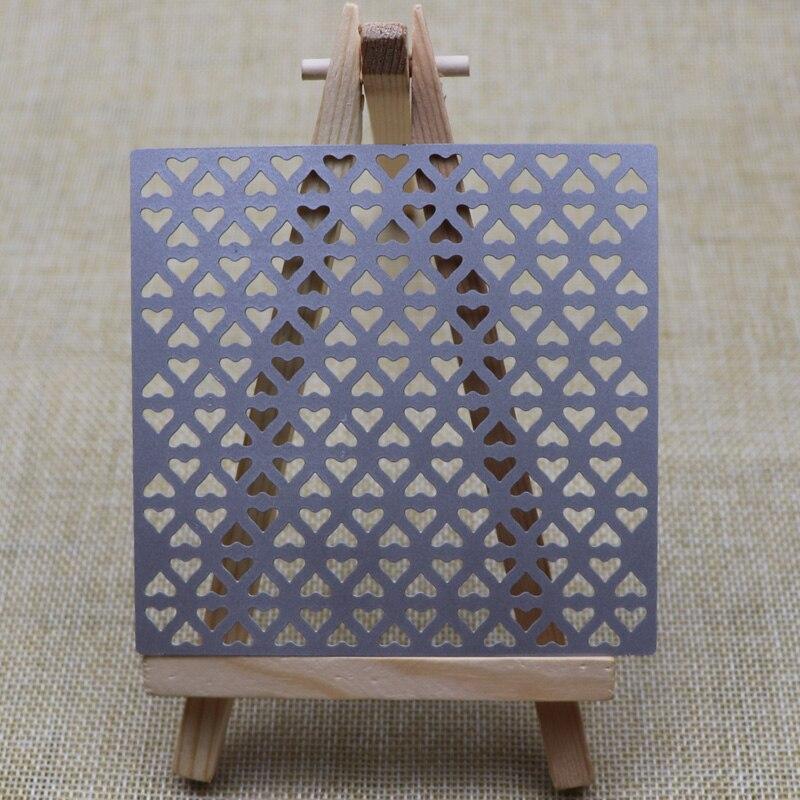 Square Frame Heart Background Metal Cutting Dies Scrapbooking Craft Die Cut Embossing Card Making