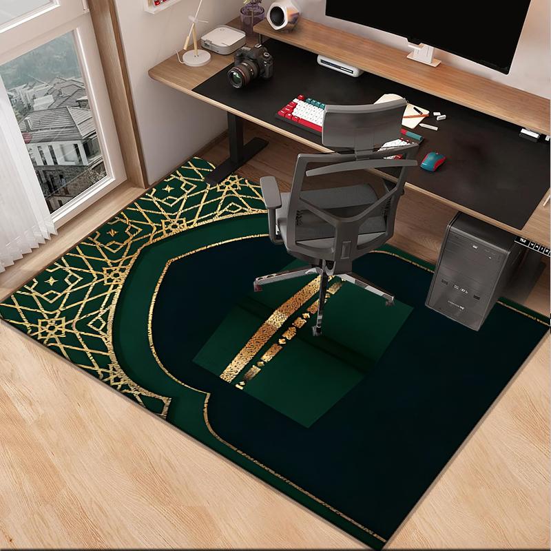 Golden Mosque Silhouette Office Rug Chair Mat, Game Carpet, Suitable for Front Door, Bedroom, Living Room, Desk, Holiday Gift