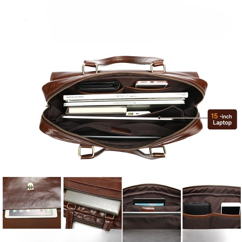 Портфель из натуральной кожи, мужская сумка из коровьей кожи, высококачественная, с верхним слоем, для деловых поездок, большая вместимость, кожаная деловая сумка, сумка для компьютера