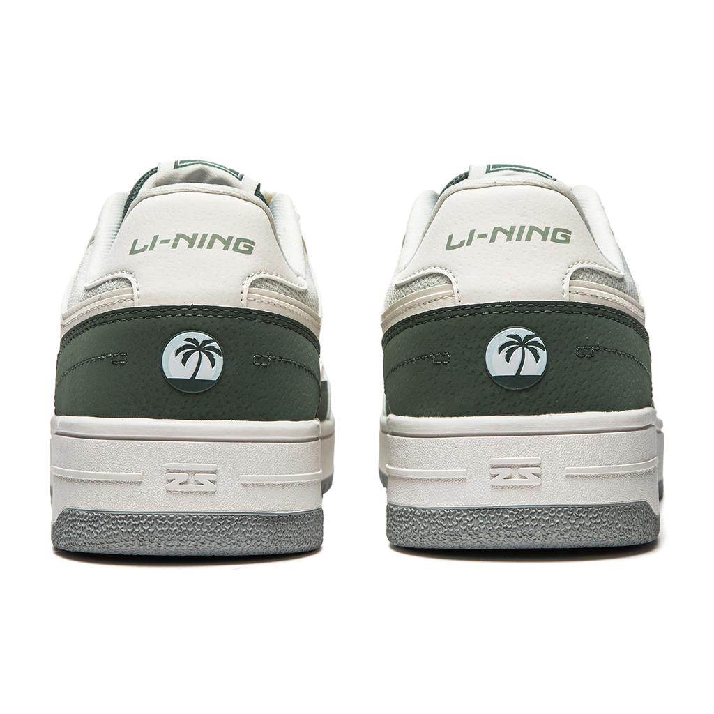 Li Ning Tian Ji Comfortable Versatile Thick Sole Height Increasing Non-Slip Wear-Resistant Skate Shoes Men Sneakers White Green AGCU095-2