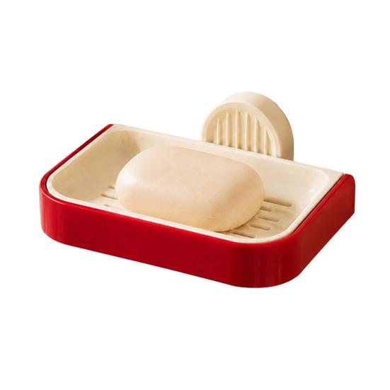 Wall Mounted Soap Dish, No-Punch Installation Moisture-Proof Soap Tray, with Pull-Out Water Collection Tray Waterproof Organizer for Bathroom
