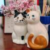 1PC Cute Cat-themed Vase Cat Pottery Multi-Functional Pen Holder Ceramic Cat Decor Cat Lover Gift Idea 6.7x6.3x12cm
