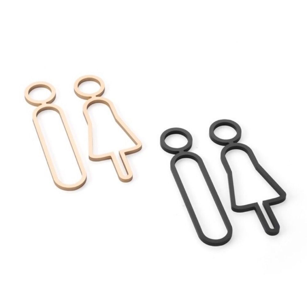 DIY Washroom Sign Plate Set Black Gold Toilet Sign Plate Wc Holder Signage Board Home Decor