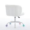 Girls Faux Rabbit Fur Desk Chair, Cute Fluffy Adjustable Swivel Vanity Chair with Silent Colorful Wheels, Cream,Beige