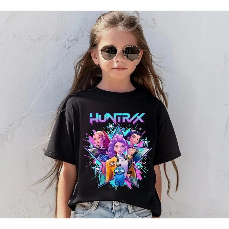 Подростковая футболка Huntrix Мира Руми Зои K-pop Охотник на демонов Футболка на день рождения Сезон возвращения в школу Детский подарок на день рождения Летний топ