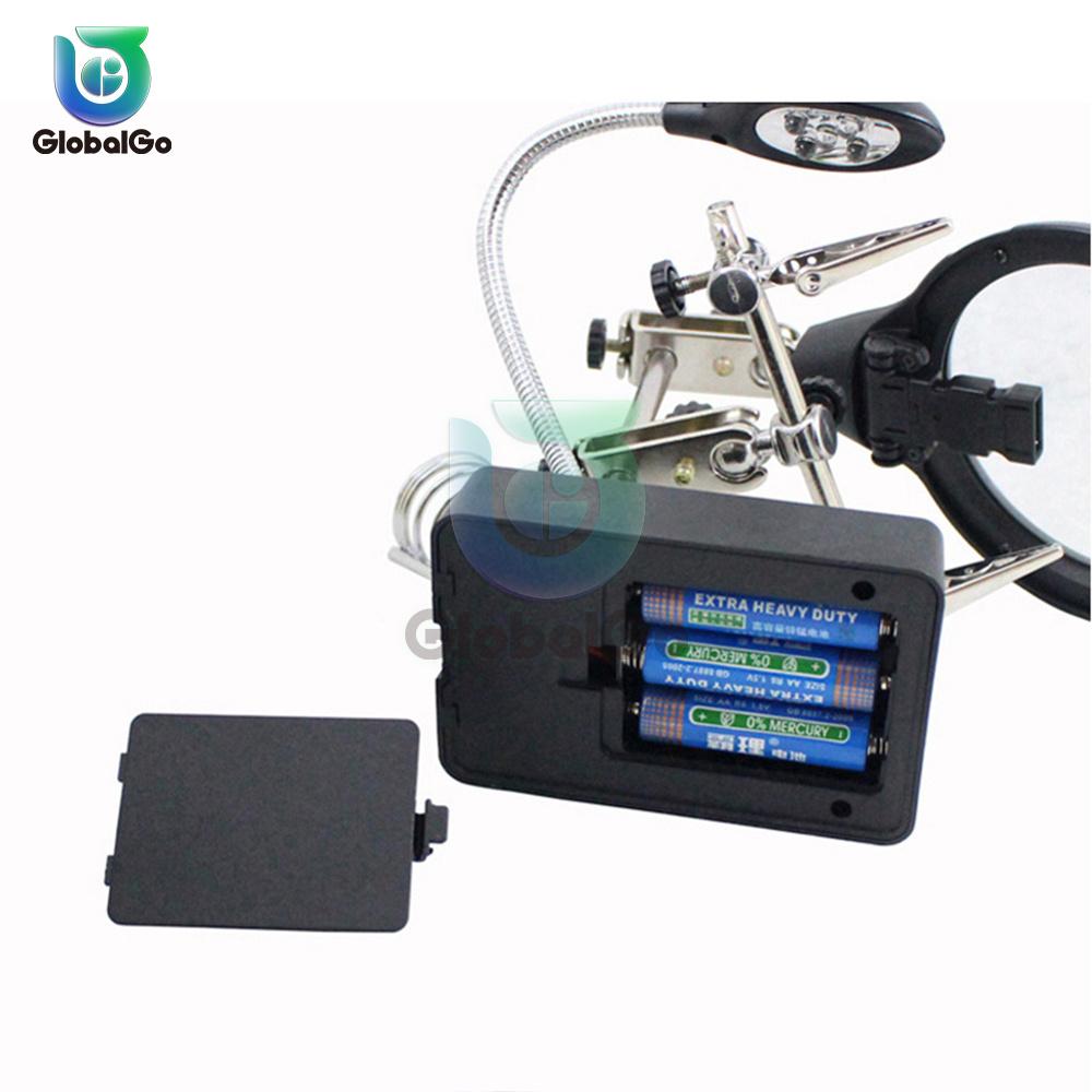 Welding Magnifying Glass Clamp 5 LED Auxiliary Glass Clip Magnifier Hand Soldering Solder Iron Stand Holder Station Repair Tool