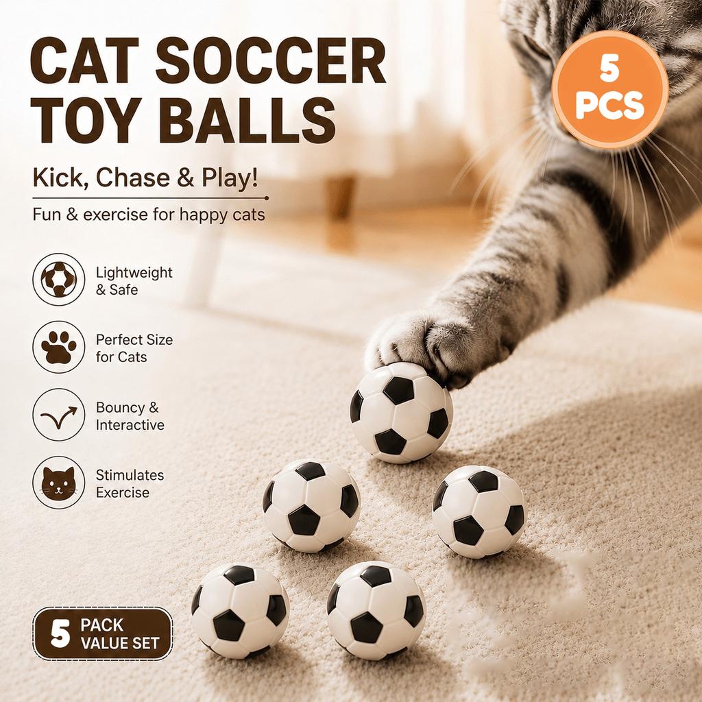 5pcs Cat Soccer Toys Interactive Rolling Balls For Kittens Adult Cats Lightweight Durable Indoor Entertainment Pet Play Ball Funny Exercise Toy