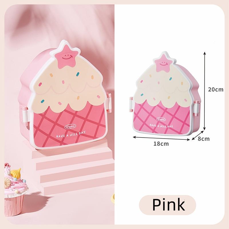 Cute Bento Lunch Box School Heater Portable Plastic Lunch Container For Kids Girls Bread Sandwich Food Warmer Compartments