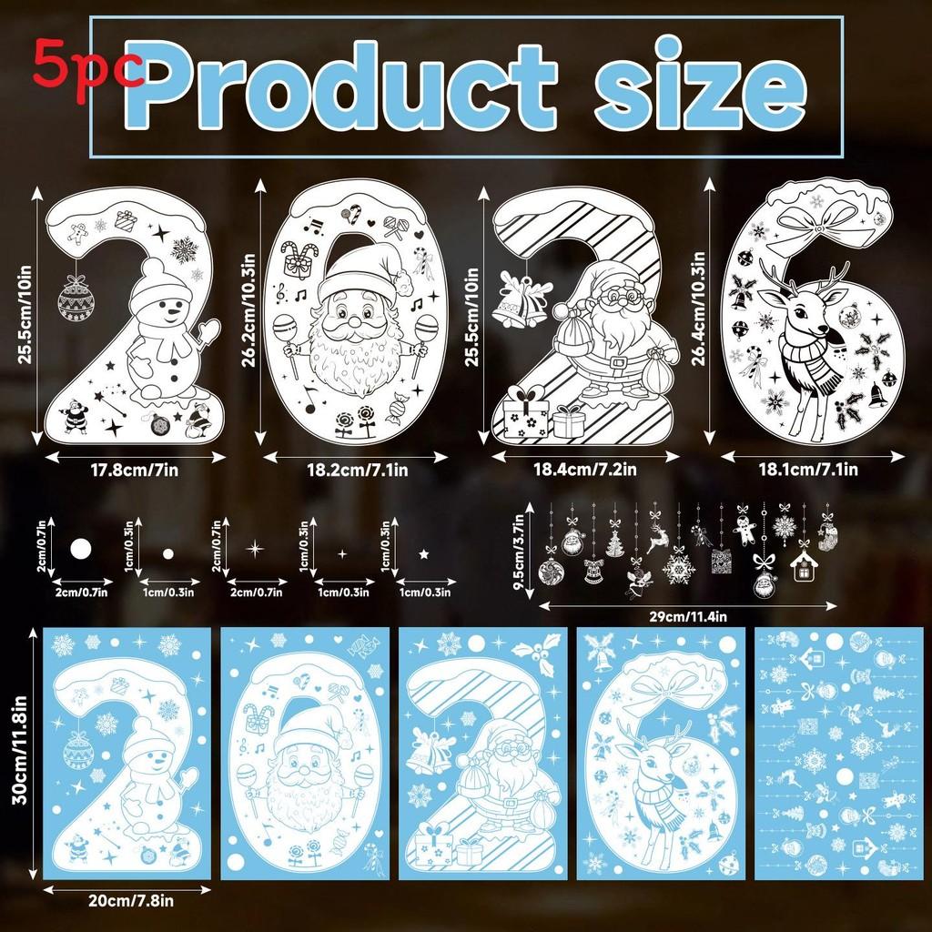 Decorative Static Christmas Sticker With Numbers Santa Claus For Decor Festive