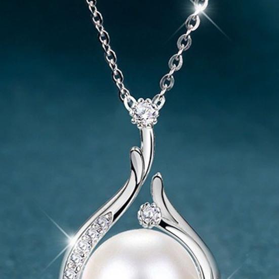 Necklace Pendant Water Drop-shaped Faux Pearl Jewelry Shining Cubic Zirconia Pendant Clavicle