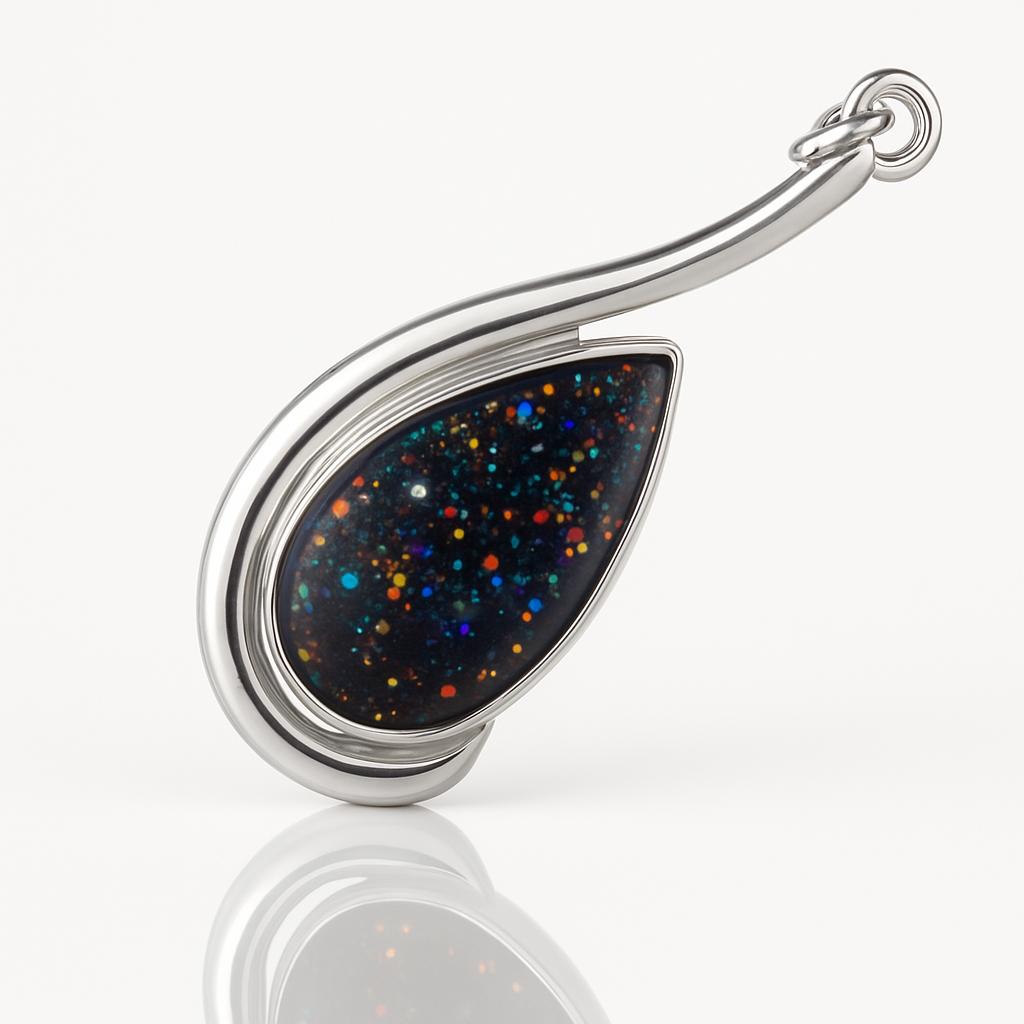Natural Multicolor Opal 30.90 Ct 925 Sterling Silver Pear Cut Pendant CERTIFIED