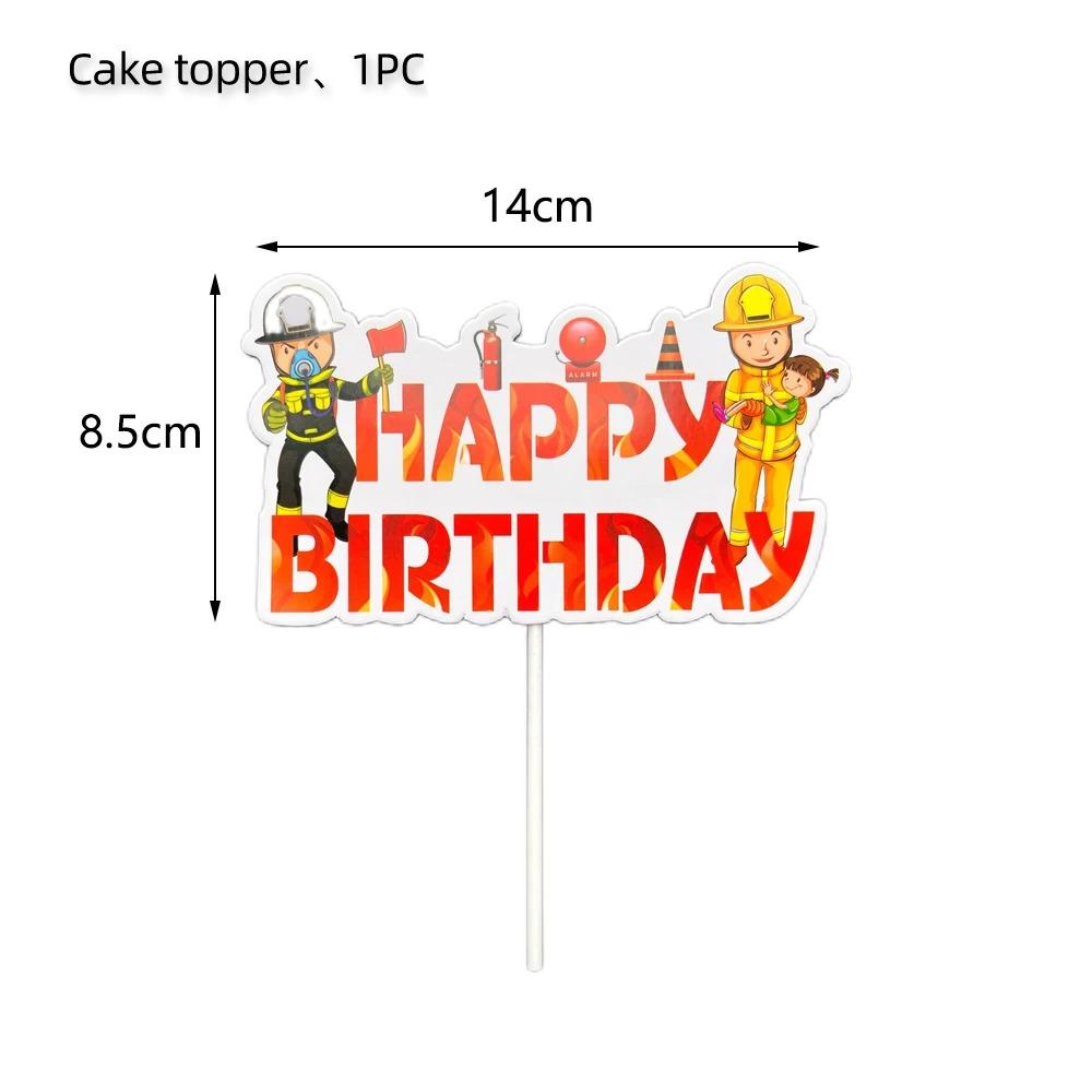Firetruck Party Supplies Fire Paper Cups Fire Flame Drinking Straws Cake Topper Firefighter Birthday Party Decorations