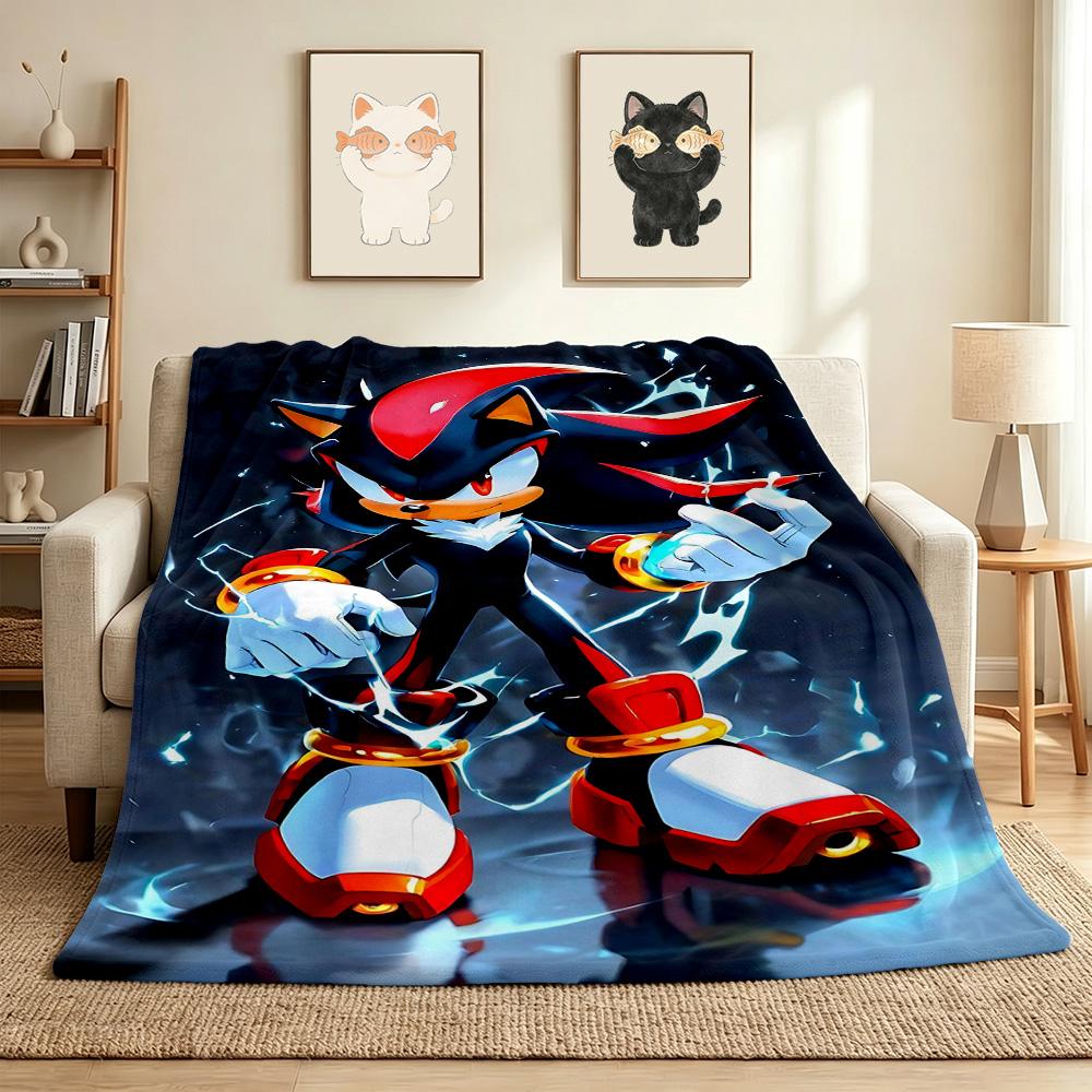 Shadow Hedgehog Flannel Blanket Throw Blanket Soft Warm Sofa Bed Camping home Decor Unique Christmas Gift C926449