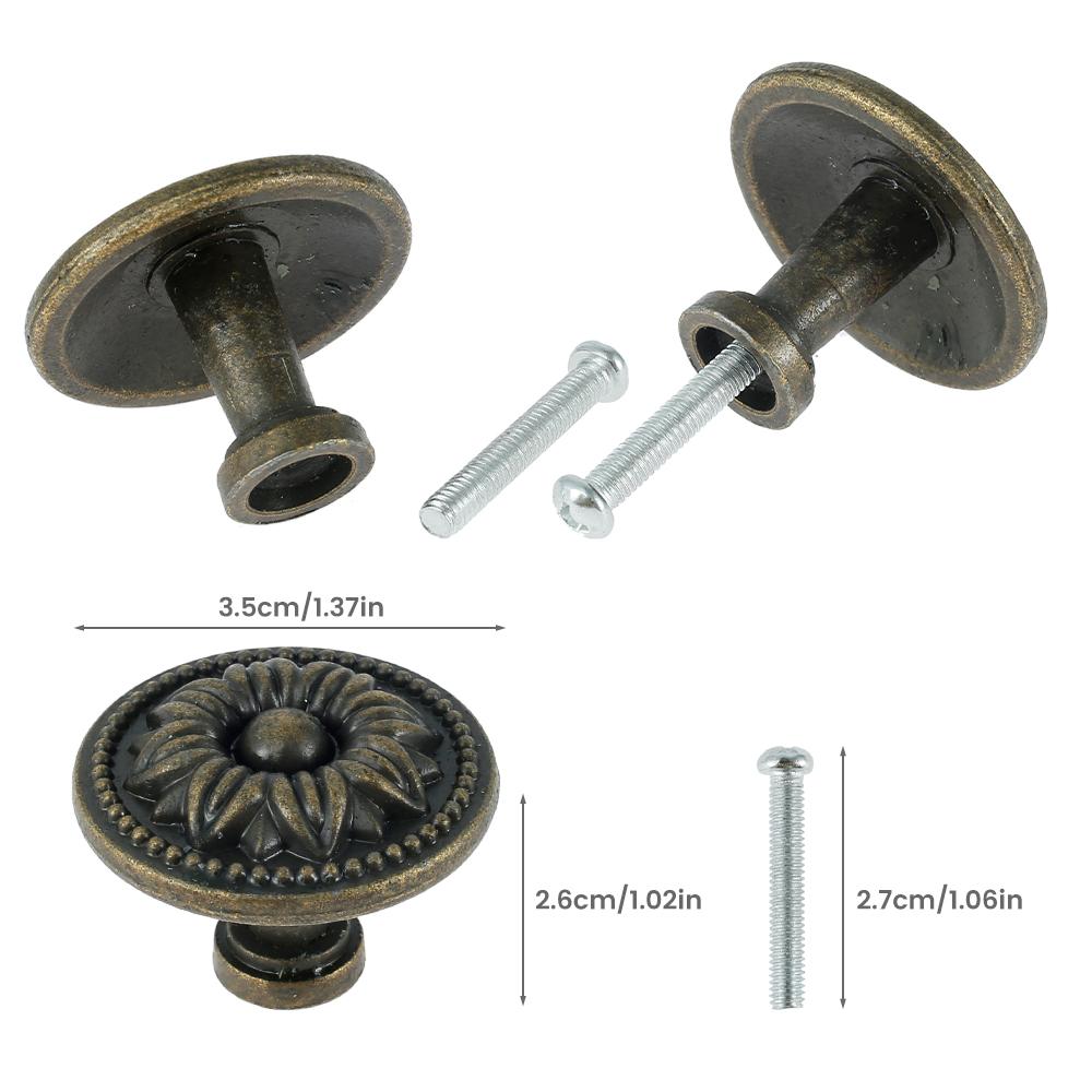 6/12 шт. Винтажные ручки Мебельные ручки Бронзовые ручки для шкафа Кухонный шкаф Одно отверстие для прикроватной тумбочки Ручка Ручки для ящиков