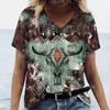 Винтажные женские футболки с 3d винтажным принтом Harajuku, модная верхняя одежда с v-образным вырезом и короткими рукавами, женская футболка для женской одежды