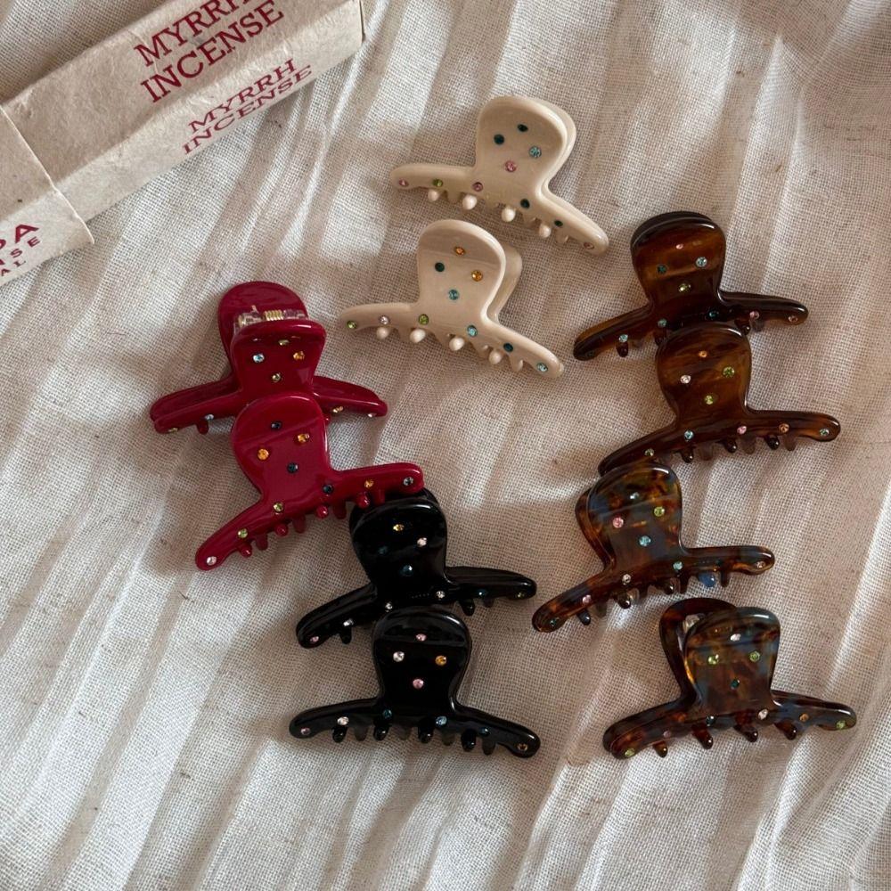 Acetic Acid Colorful Rhinestone Hair Clip Crystal Small Grab Clip Acetate Hairpin Female