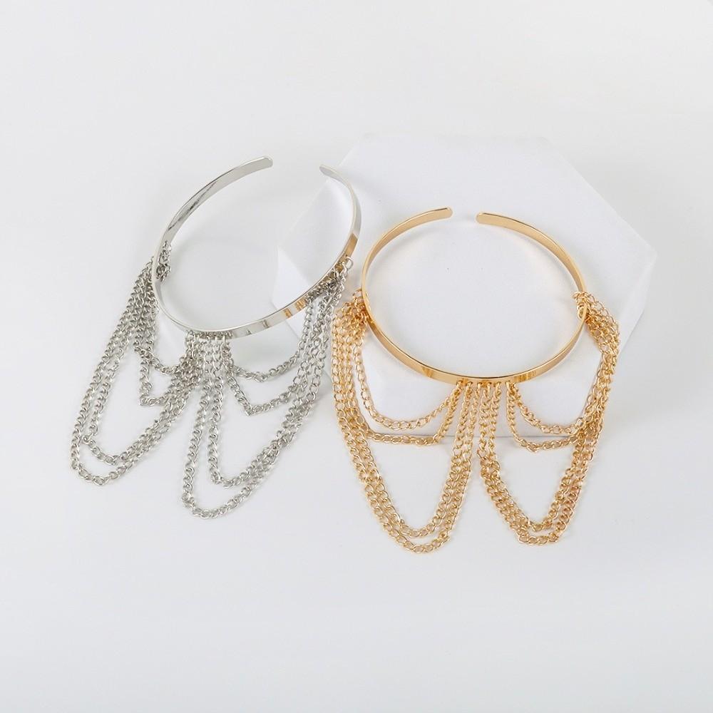 Gold Color Arm Bangles Open Adjustable Chain Pendant Bangle Party Accessories